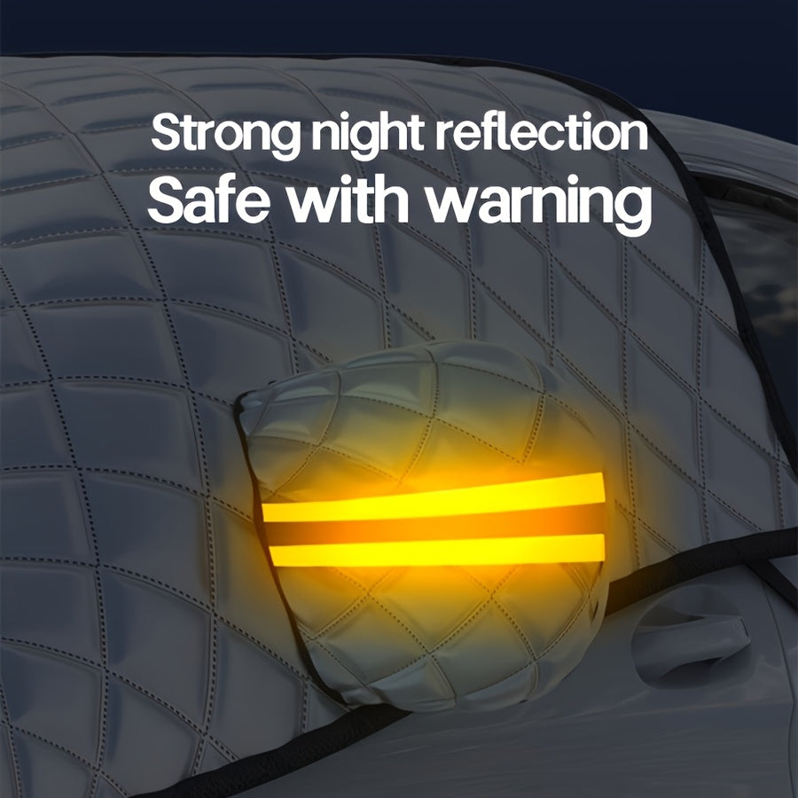 Automobile Sunshade with Winter Protection / Car Windshield Snow Cover Protection for Snow, Ice, UV, Frost Wiper & Mirror Protector, Windproof Sunshade Cover for Cars, Compact SUV Sunshade Cover for Cars Windshield