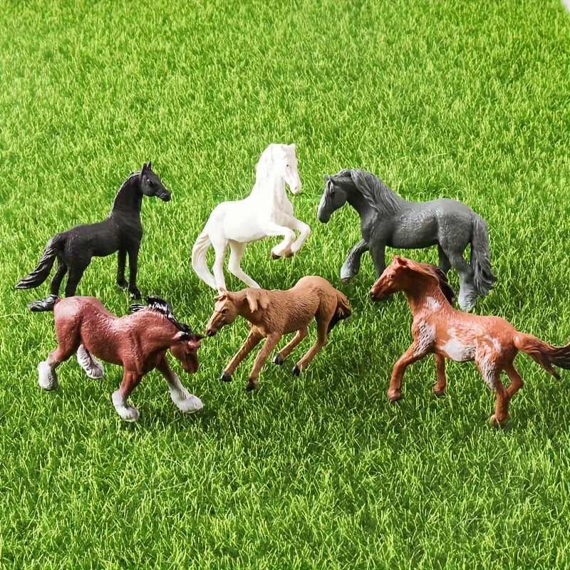 Toys / 12pcs Wild Horse Figure Set - PVC Stallions, Hacking & Millennium Horses for Racetrack and Ranch Scenes, Ideal for Imagination and Display, Perfect Halloween or Christmas Gift - Available in Apricot, Orange-Red, Mixed, Gray,