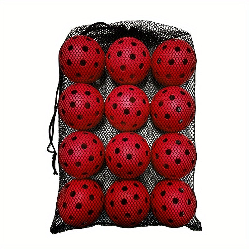 12-Pack 74mm 40-Hole Plastic Pickleball Balls, Mixed Colors, 26g, Durable and Stable, PE Material, for Outdoor Games and Sports Equipment