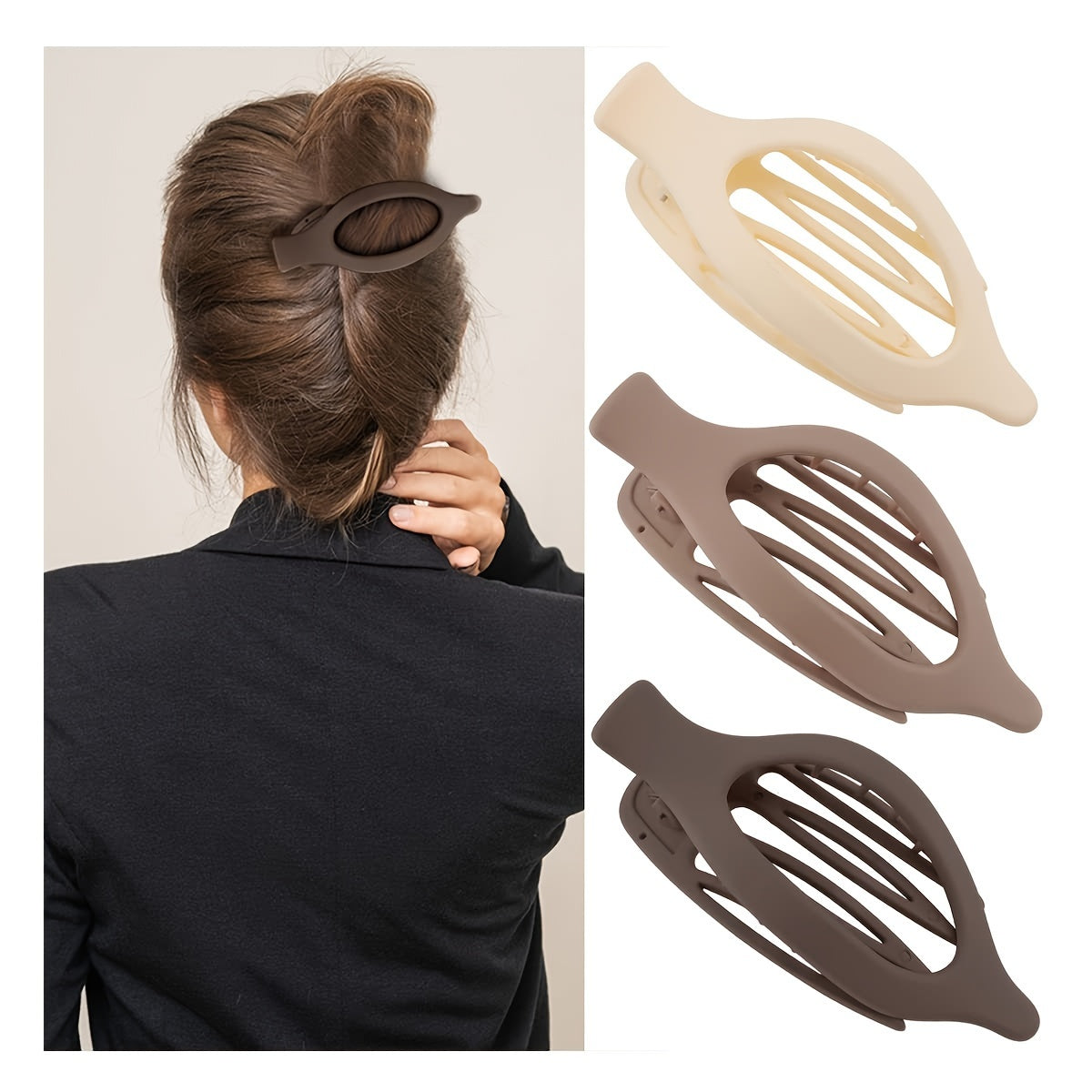 6pcs/Set French Concord Hair Clips Claw - Matte Side Slid Flat Hair Clips - Strong Hold No Slip Grip Hair Claw Clips For Thick Thin Hair (Matte Flat Clips)
