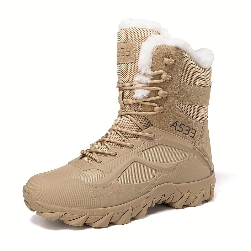 Non-slip Men's Tactical Hiking Boots, Wear-resistant Winter Outdoor Camping Trekking Shoes for Snow