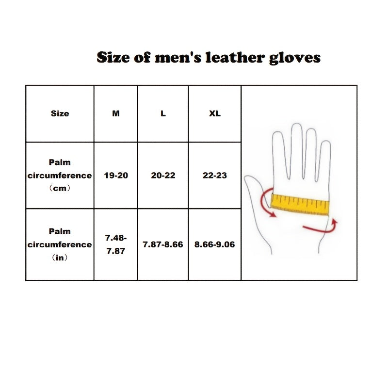 1pair Deer Pattern Goatskin Warm Lining Winter Men's Black Gloves, Business Fashion Style Golves For Outdoor Driving, Ideal choice for Gifts
