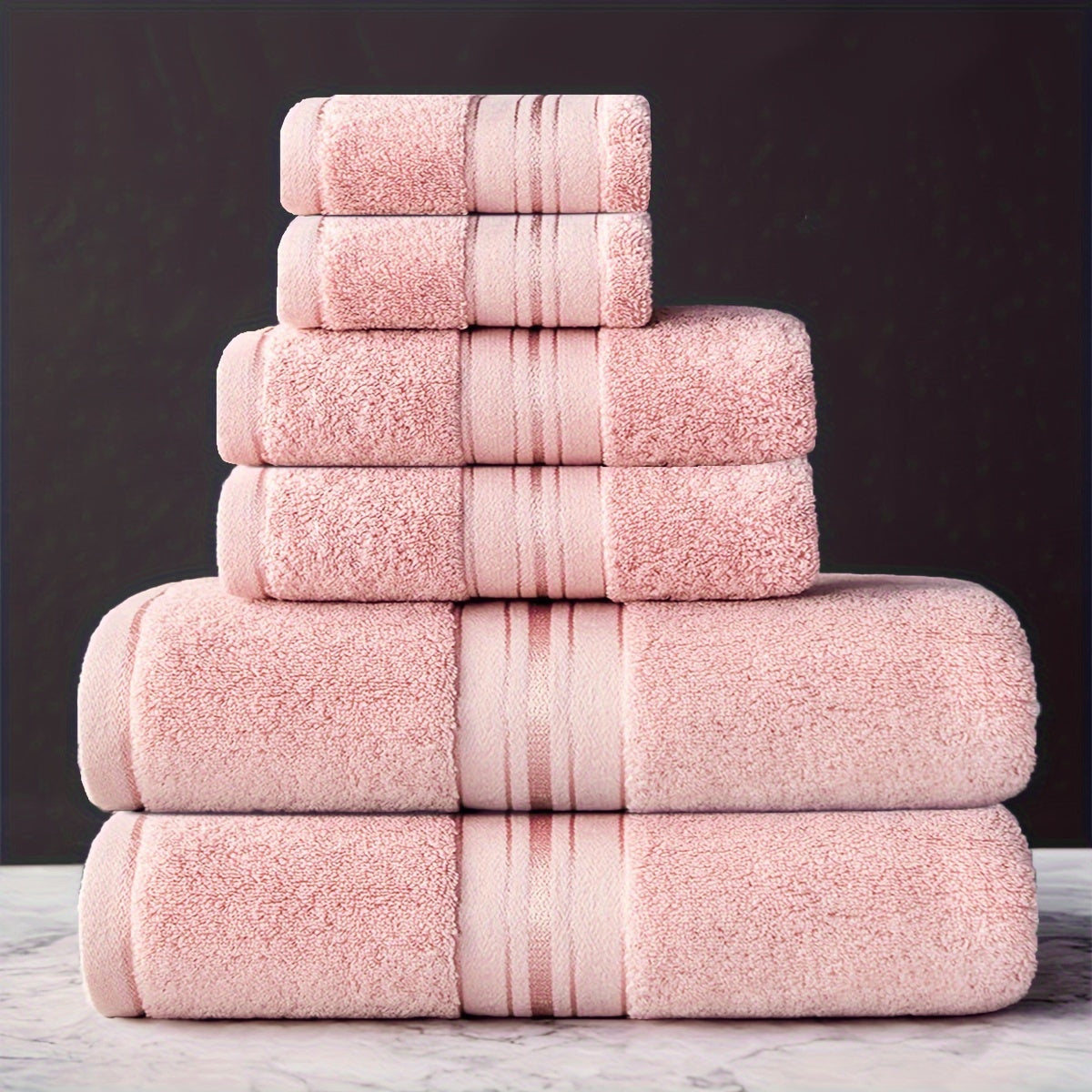 6-pce Bath Towel Set, Pure Cotton Bath Towels and Towels, 2 Bath Towels+2 Hand towels+2 Washcloths, Soft Shower Moisture Absorbing Cotton Bath Towel Set, Bathroom Towel Set, Bathroom Supplies, Household items