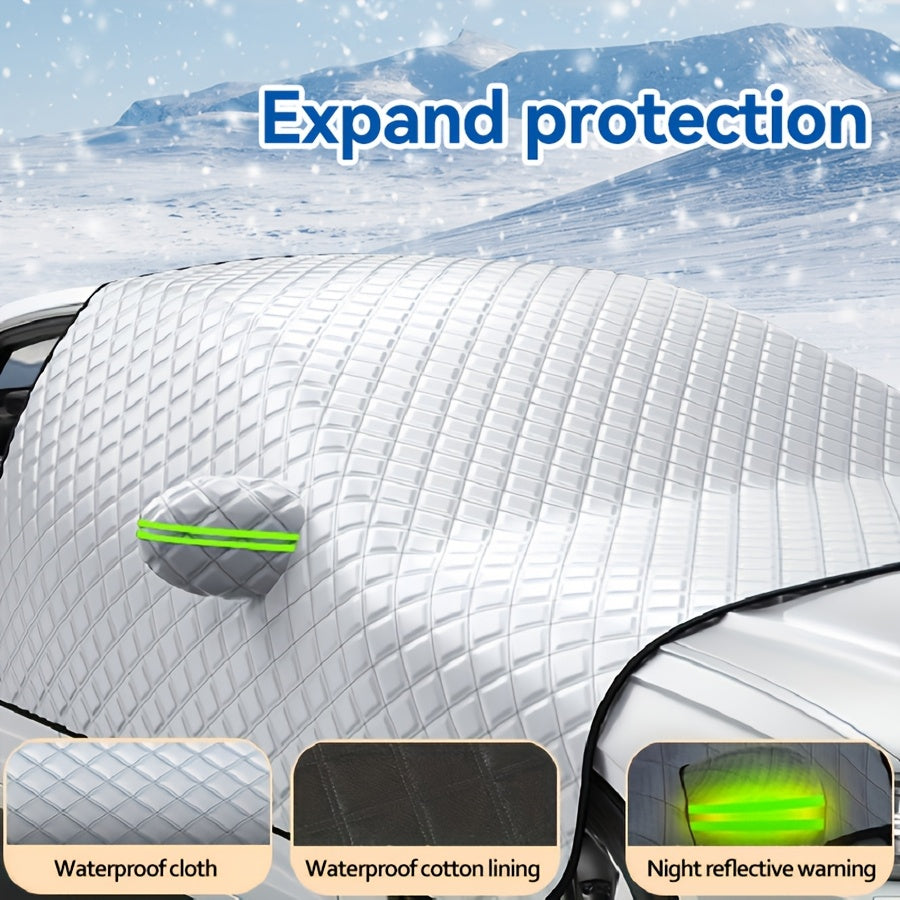 Automobile Sunshade with Winter Protection / Car Windshield Snow Cover Protection for Snow, Ice, UV, Frost Wiper & Mirror Protector, Windproof Sunshade Cover for Cars, Compact SUV Sunshade Cover for Cars Windshield