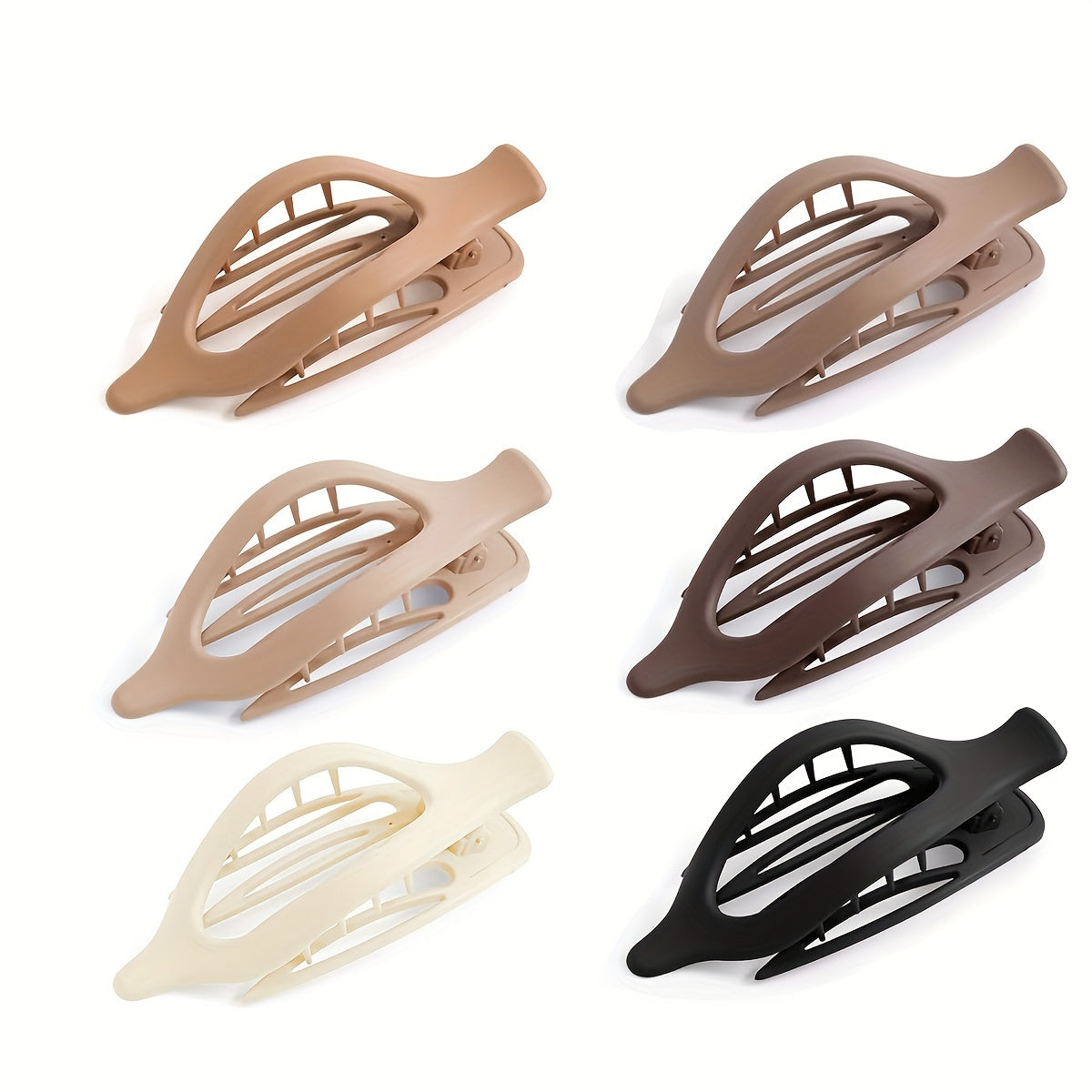 6pcs/Set French Concord Hair Clips Claw - Matte Side Slid Flat Hair Clips - Strong Hold No Slip Grip Hair Claw Clips For Thick Thin Hair (Matte Flat Clips)