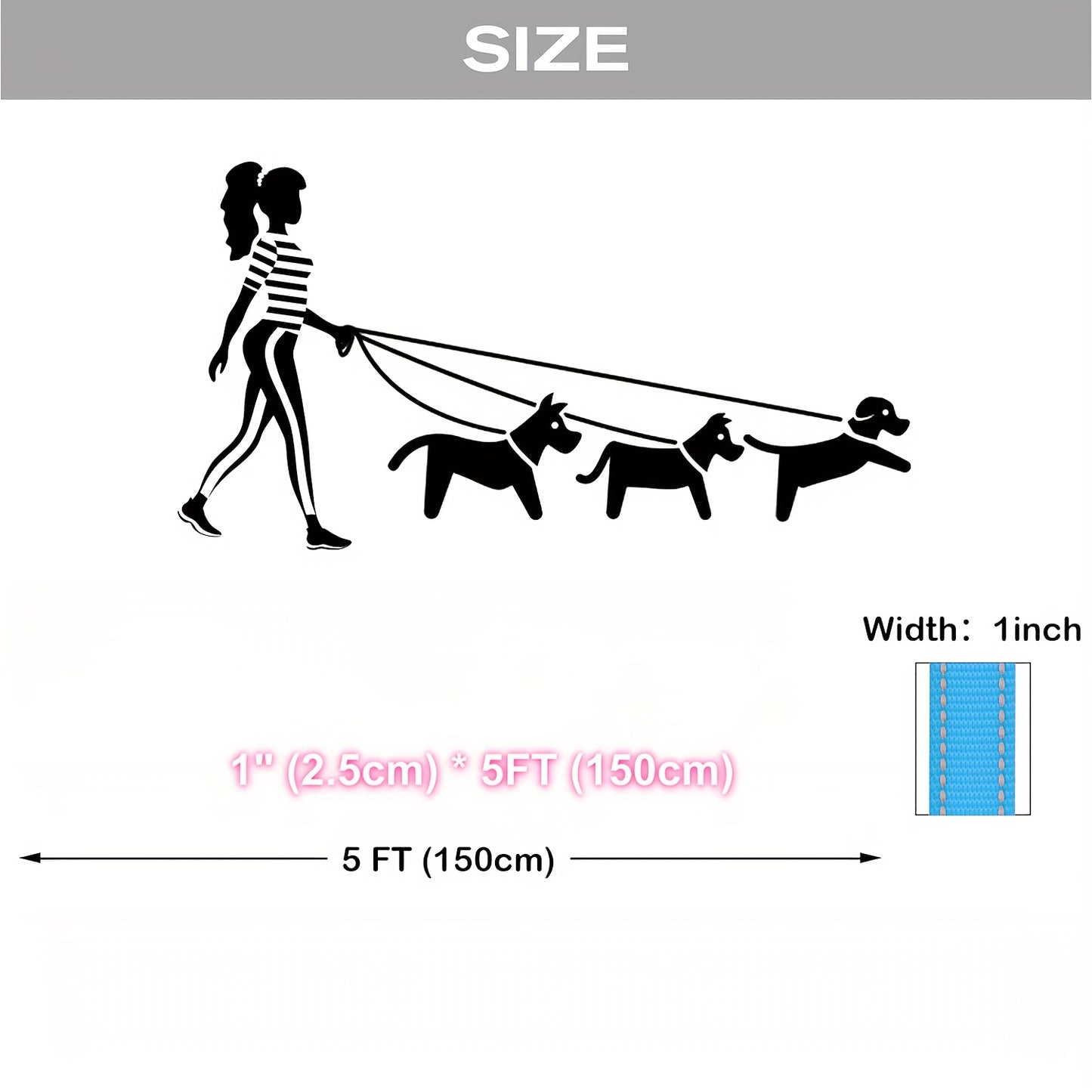 Reflective Dog Leash With Padded Handle, 5 Feet Long And 1 Inch Wide, Suitable For Walking And Training Medium To Large Dogs. Durable And Sturdy, Available In Multiple Color Options, Without Battery