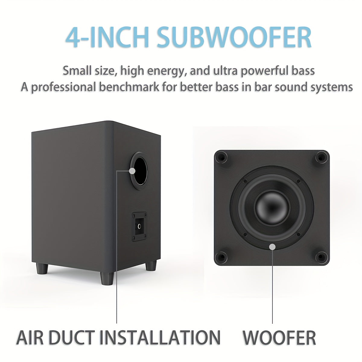 Soundbar / 60W Powerful Soundbar System with Subwoofer - 5.0, Home Theater Speaker with Deep Bass, HDTV-like Audio, USB/AUX//Mic Inputs, Compatible with Smart TV, PC, Gaming, Projector - Easy Setup & Remote Control Included