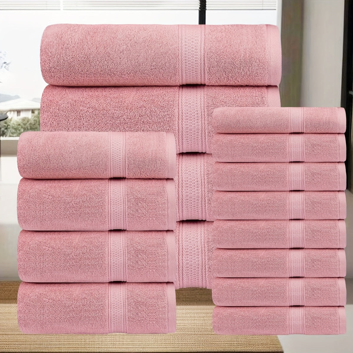 8pcs Bath Towel Set, 2 Bath Towels, 2 Hand Towels, 4 Washcloth, Luxurious, Soft, Skin Friendly, Good Water Absorption, Quick Drying, Thickened Bathing Towel, Suitable for Home, Hotel, Travel, Fitness, Beauty SPA, Etc, Wash Cl
