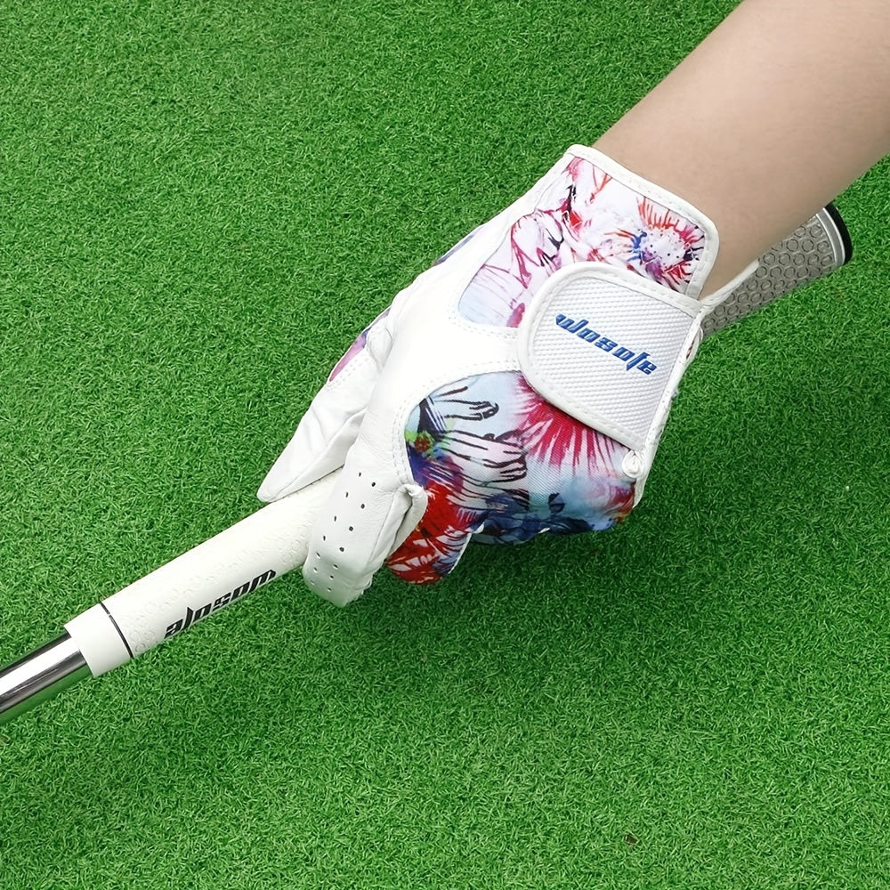 1 Pair Women's Golf Gloves, Soft Sheepskin Material, Stretch Lycra Fabric, Ultra-thin Leather Palm, Wear-resistant, Non-slip, Breathable, Fashionable Sports Gloves, Perfect Golf Outdoor Accessories