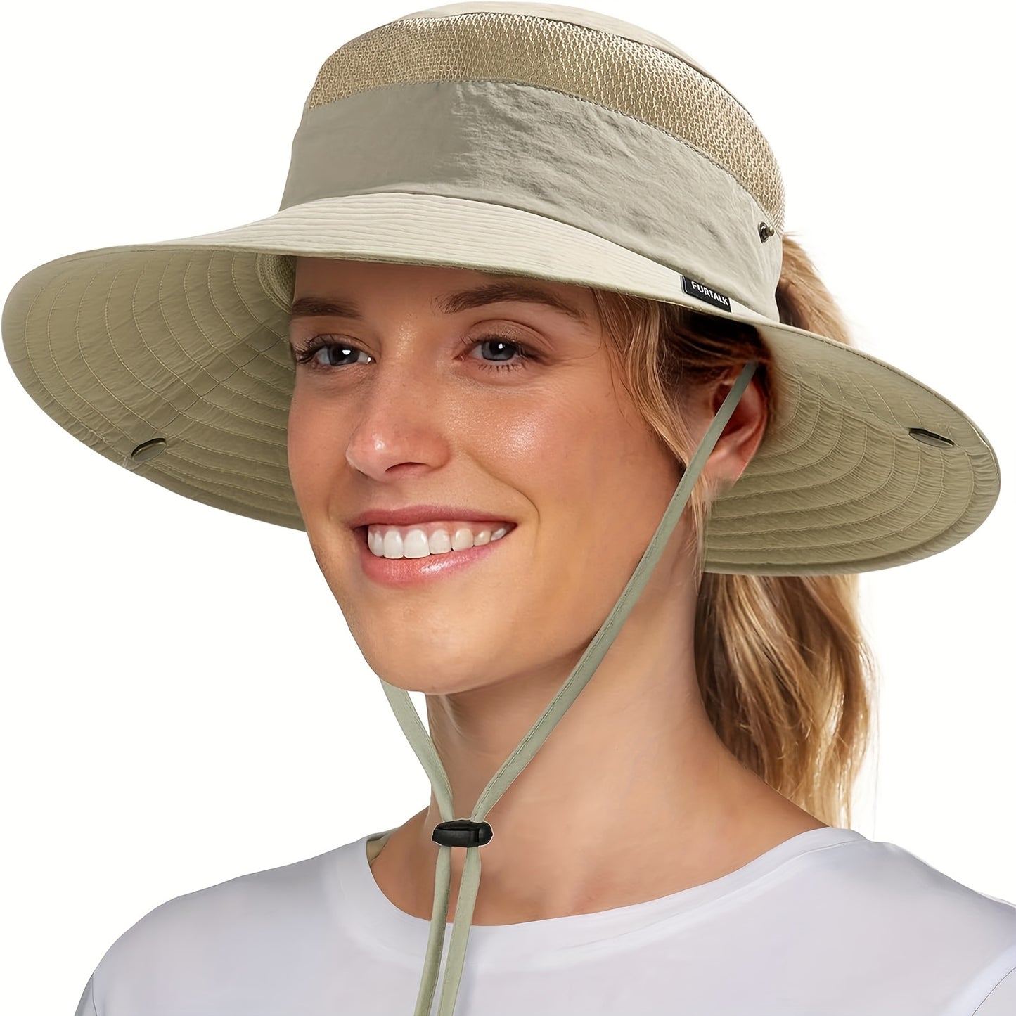 CAMPTRACE Women'S Wide Brim Sun Hat with Ponytail Hole - Breathable, Packable Design for Beach, Hiking & Safari, Lightweight Straw Cap, Beach Hat