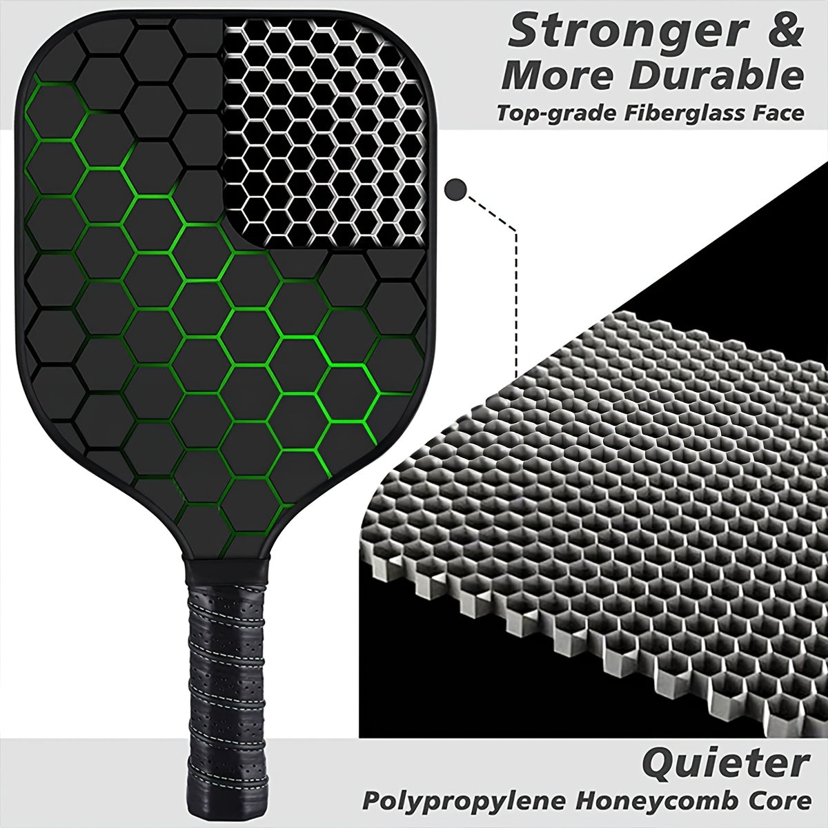 1 Set Glass Fiber Pickleball Paddle with Balls - Thermally Pressed, Durable Outdoor Sports Equipment for Training and Competition