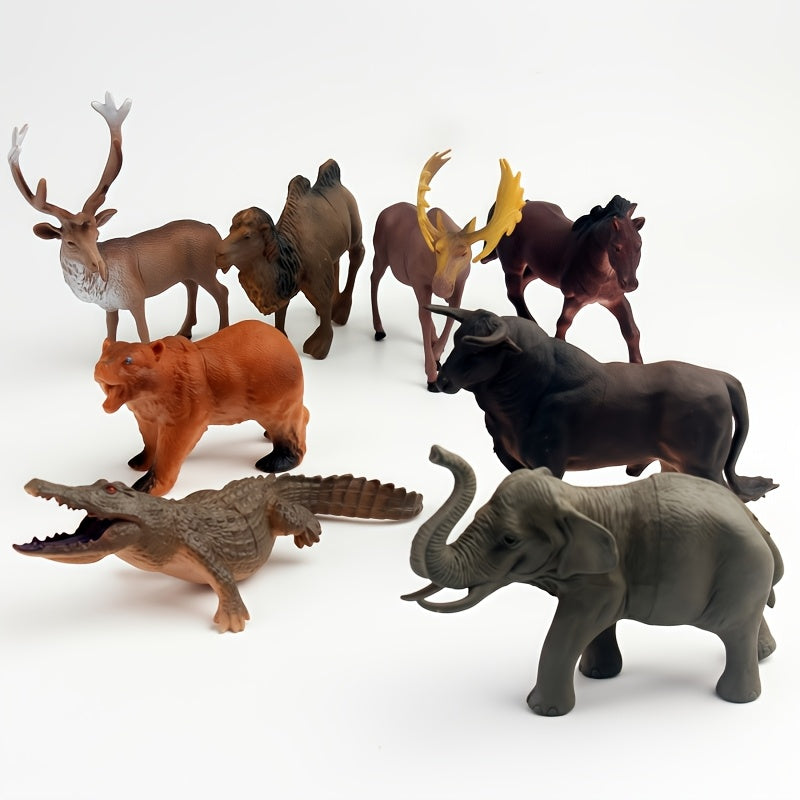 Toys / 8pcs set of large simulation wildlife park cognitive model scene crocodile bullfighting elephant camel bear deer home decoration for Christmas,halloween decorations,fall home decor Collectible Figurines