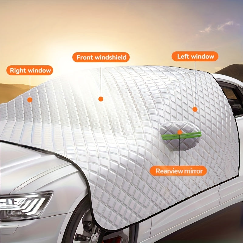 Automobile Sunshade with Winter Protection / Car Windshield Snow Cover Protection for Snow, Ice, UV, Frost Wiper & Mirror Protector, Windproof Sunshade Cover for Cars, Compact SUV Sunshade Cover for Cars Windshield