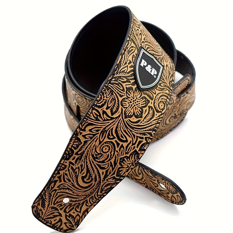 Guitar Straps / 2.5 Inch Guitar Strap Genuine Faux Leather Adjustable Soft Embroidered Belt For Classical Bass Music Hobby Guitar Accessories (Random Pattern)