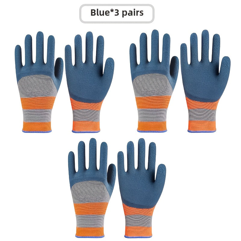 3 Pairs Heavy-Duty Gardening & Industrial Gloves - Puncture-Proof, High Quality, Wear-Resistant, Reinforced Palm & Cuffs, Breathable Mesh Wrist, Washable Rubber Gloves for Rose Gardening, Landscaping, DIY Projects, Landscape