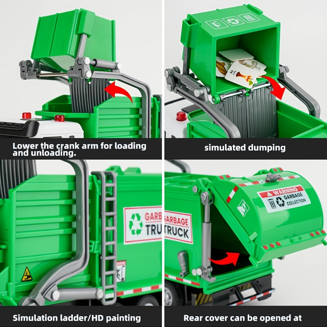 Toys / Garbage Truck Toys for Kids, Pull Back Garbage Truck Toy with Lights and Sounds and Recycling Truck Toy With Trash Cans And Bins And Trash Cards