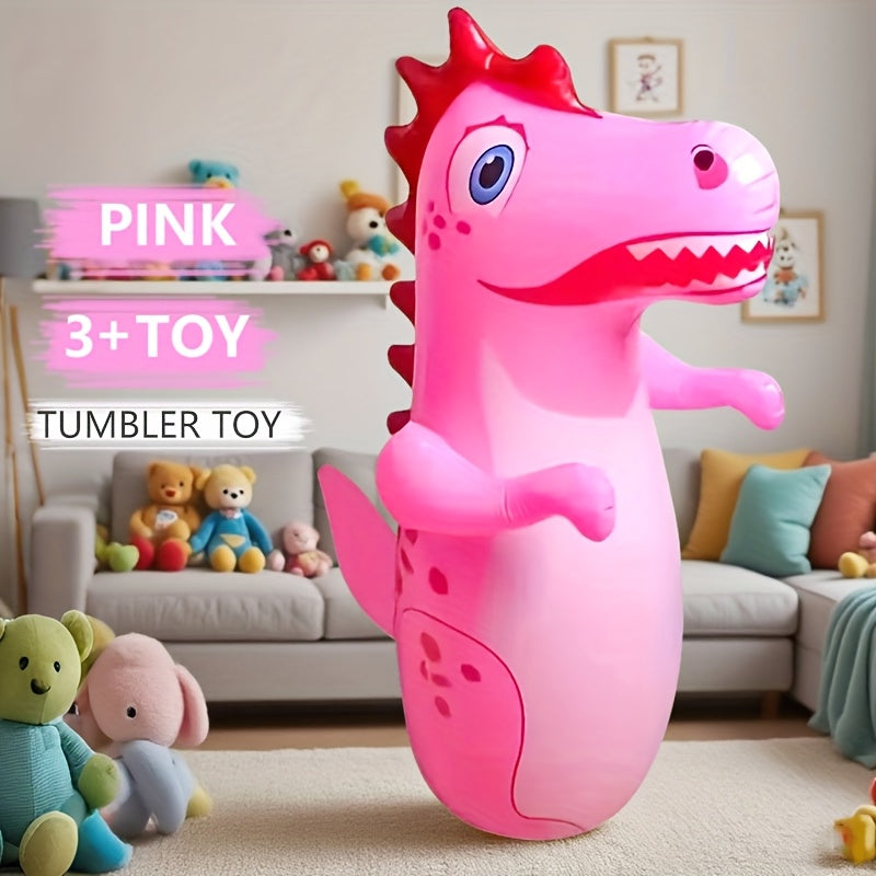 Toys / 1pc Dinosaur Inflatable Punching Bag for Youngsters Ages 3-6 - Durable PVC Outdoor Exercise Toy with Vibrant Colors (Yellow, Green, Rose Red) - Fun & Safe for Active Play, Dinosaur Toys, Playful Design, Sturdy Construction