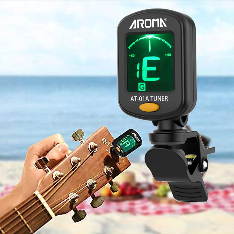 Guitar Tuner / 1-Pack Guitar Tuner, Clip on Tuner for Guitar/ Bass/ Violin/ Ukulele, Auto Power Off/ One Button Operation