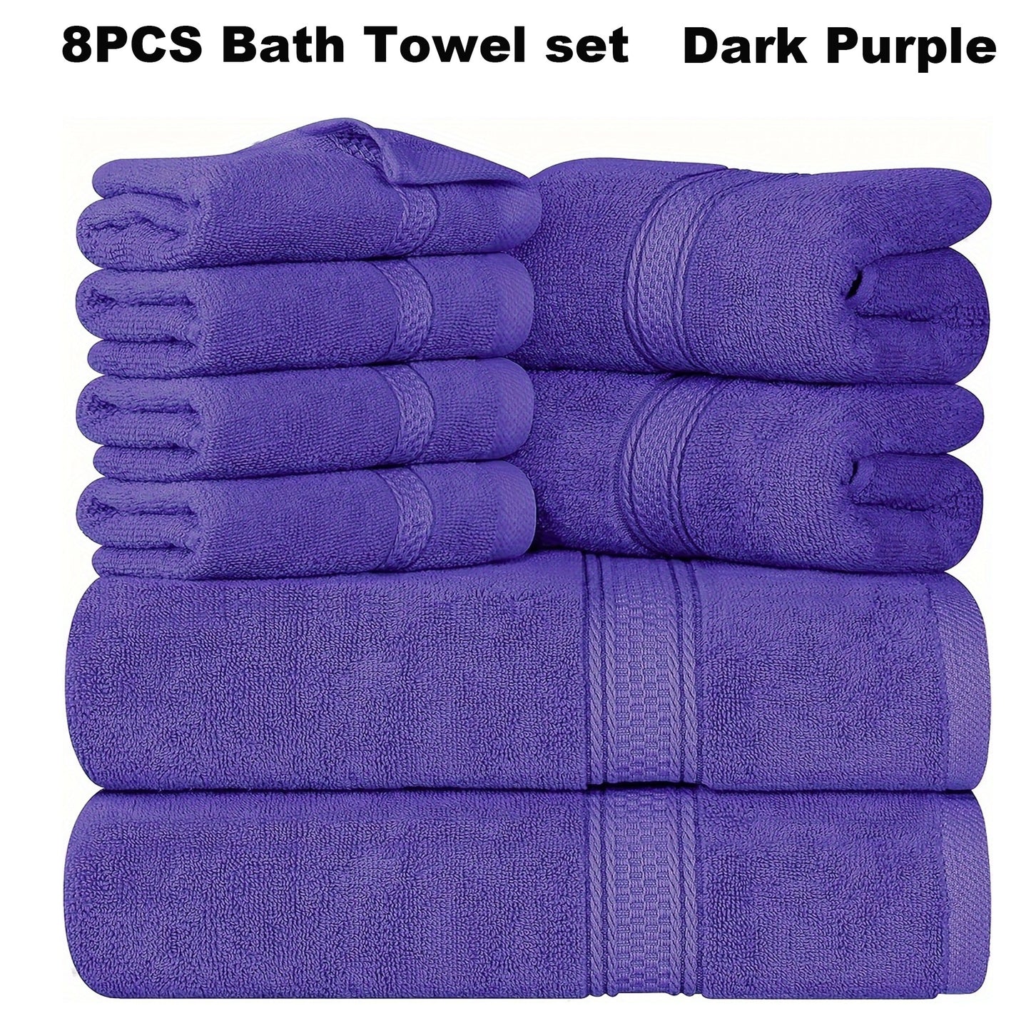 8pcs Bath Towel Set, 2 Bath Towels, 2 Hand Towels, 4 Washcloth, Luxurious, Soft, Skin Friendly, Good Water Absorption, Quick Drying, Thickened Bathing Towel, Suitable for Home, Hotel, Travel, Fitness, Beauty SPA, Etc, Wash Cl