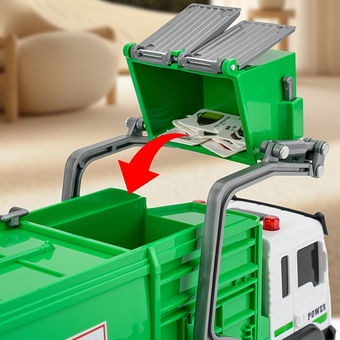 Toys / Garbage Truck Toys for Kids, Pull Back Garbage Truck Toy with Lights and Sounds and Recycling Truck Toy With Trash Cans And Bins And Trash Cards