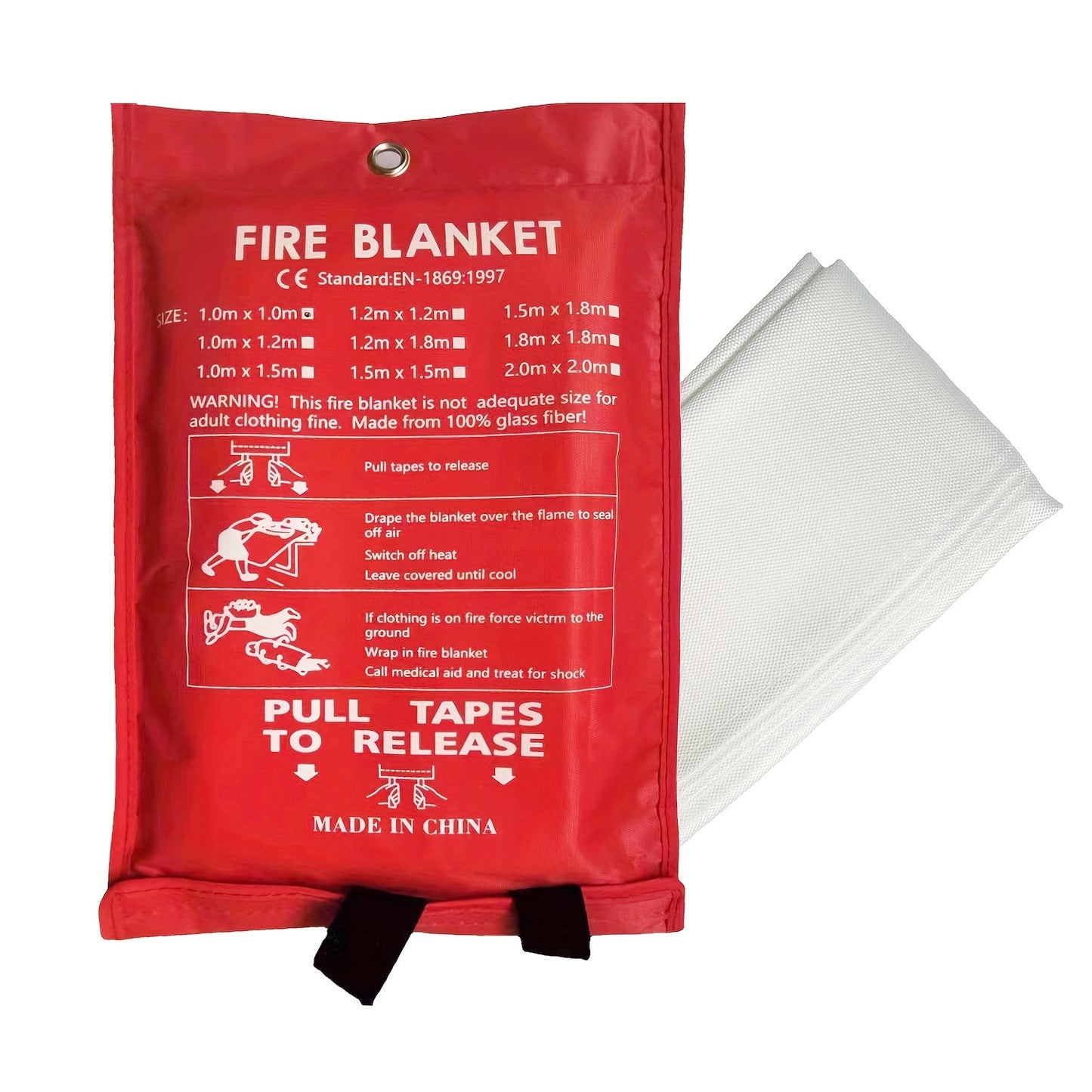 40" X 40" Emergency Fire Blanket for Home & Outdoor Survival - Durable Fiberglass, Tear-Resistant, Non-High Quality, Red with Black Straps, Ideal for Camping & Kitchen Fire Suppression, Kitchen Fire Extinguisher, Tearresistan