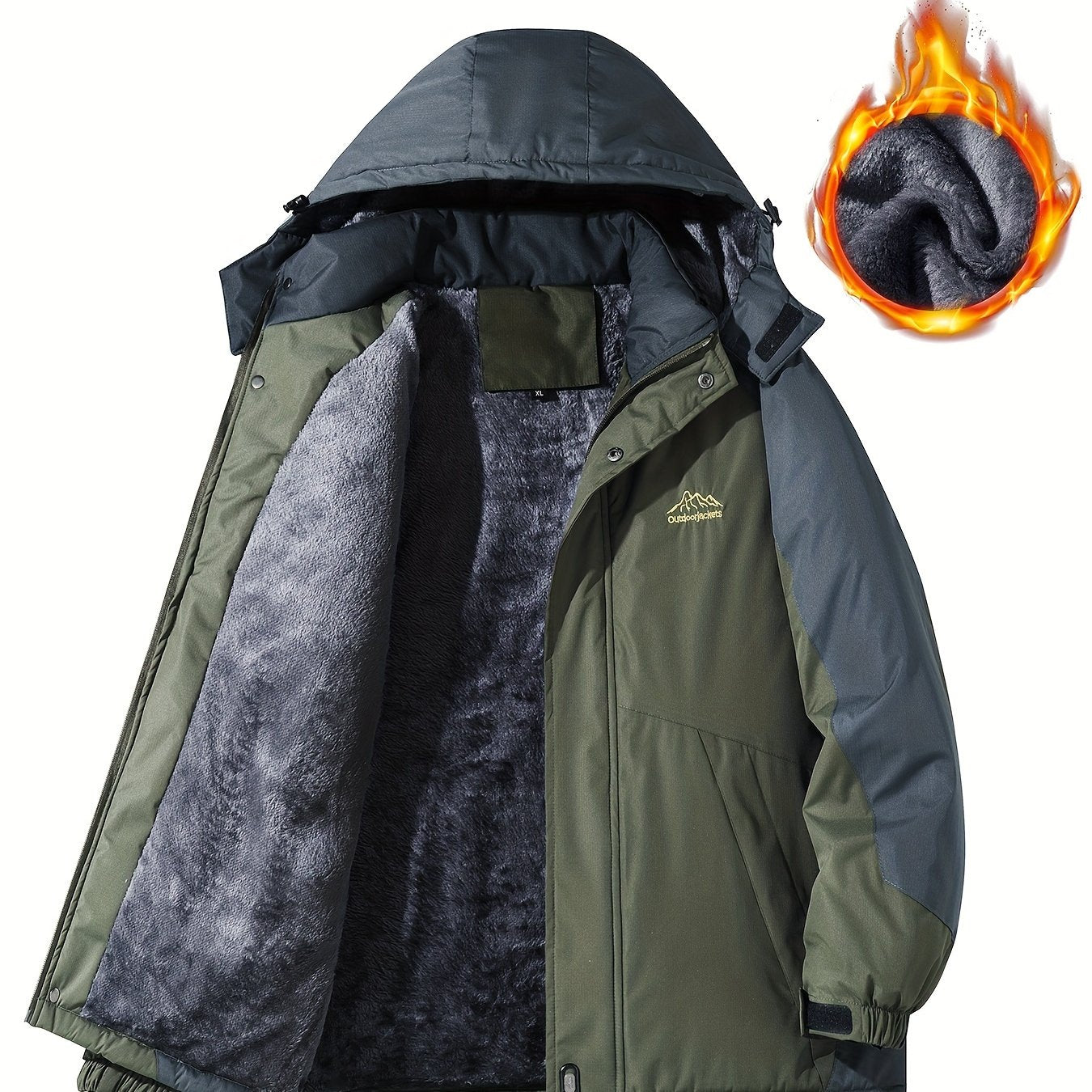 Men's Jacket / Men's Casual Color Block Thick Hooded Jacket, Windproof Single-Layer Fleece Jacket for Fall Winter Jacket Gifts