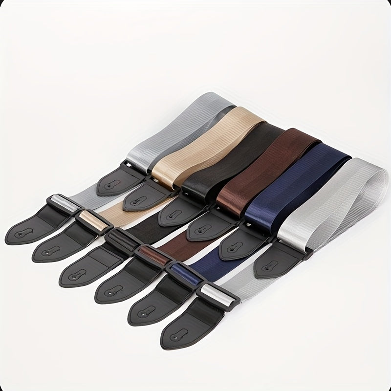Heavy-Duty Guitar Strap with Adjustable Crossbody design - Thick & Durable Construction, Non-Slip Buckles - Compatible with Acoustic, Electric, Bass Guitars - Ideal Gift for Musicians (Available in Black, Blue, Brown, Gray, B