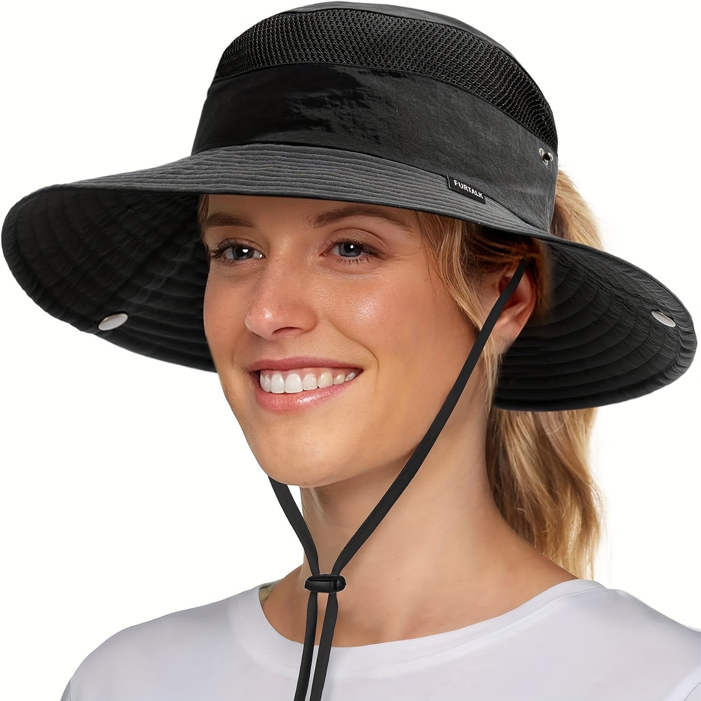 CAMPTRACE Women'S Wide Brim Sun Hat with Ponytail Hole - Breathable, Packable Design for Beach, Hiking & Safari, Lightweight Straw Cap, Beach Hat