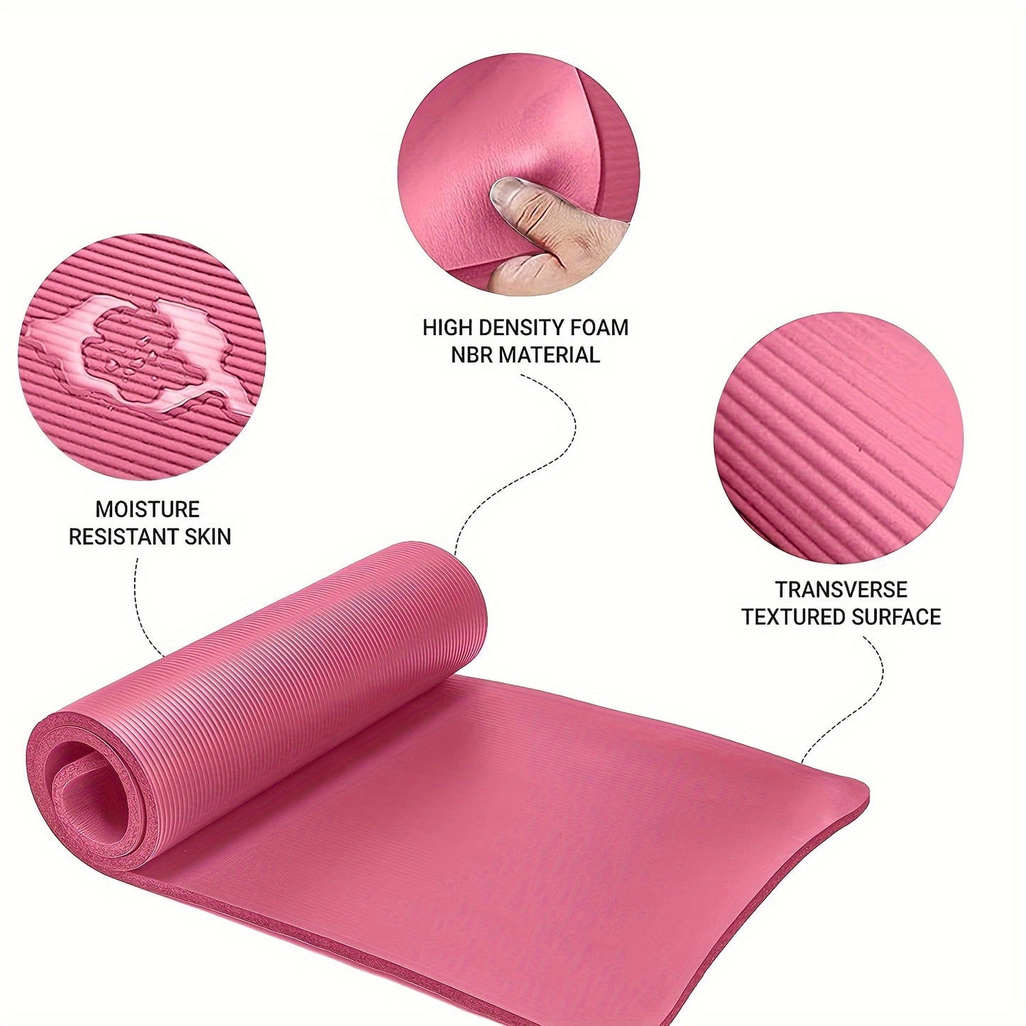 Extra Thick, High-Density Yoga Mat with Shoulder Strap - Tear-Resistant, Non-Slip Rubber for Enhanced Grip & Comfort - Perfect for Fitness, Training & Everyday Exercise, Fitness, Tear-resistant