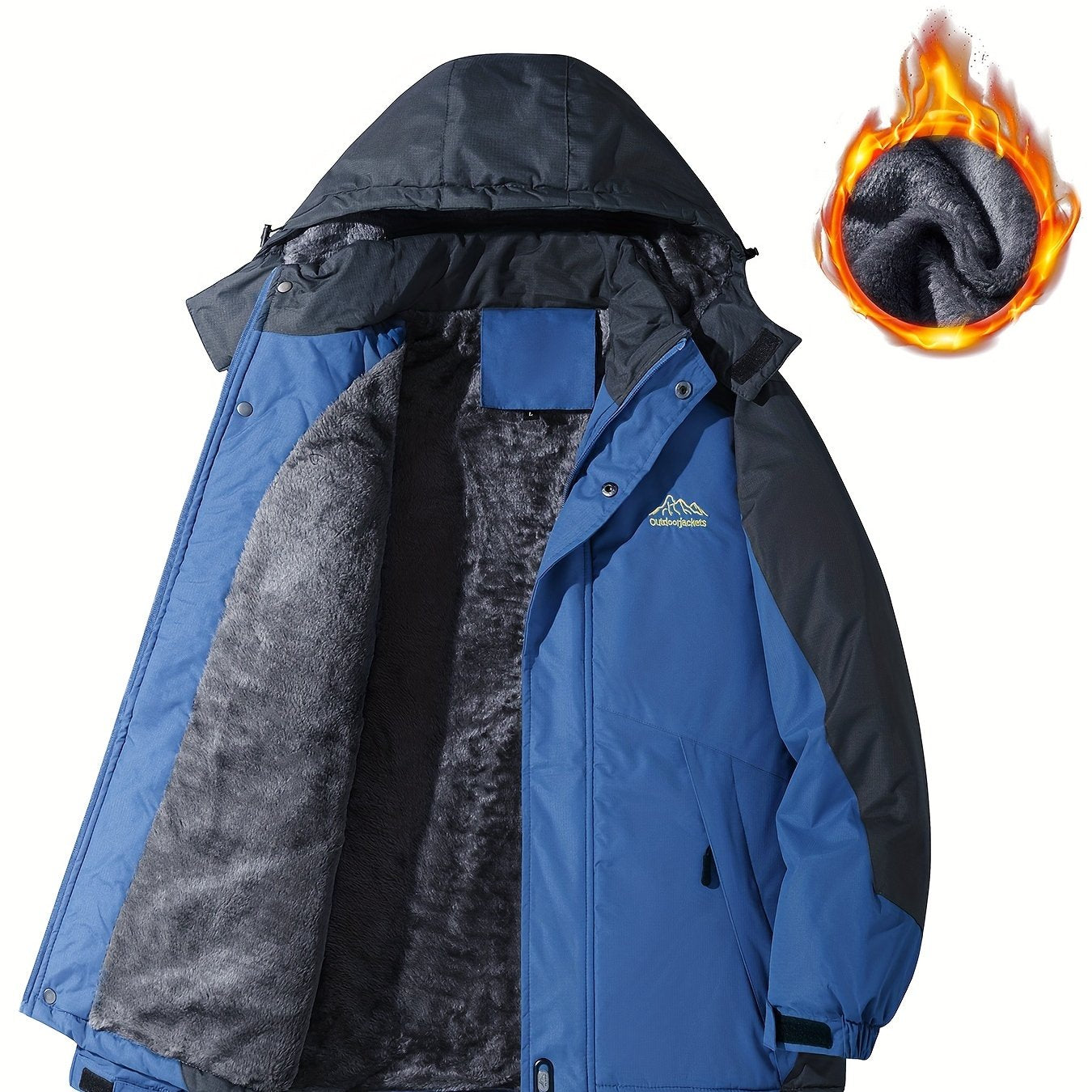 Men's Jacket / Men's Casual Color Block Thick Hooded Jacket, Windproof Single-Layer Fleece Jacket for Fall Winter Jacket Gifts