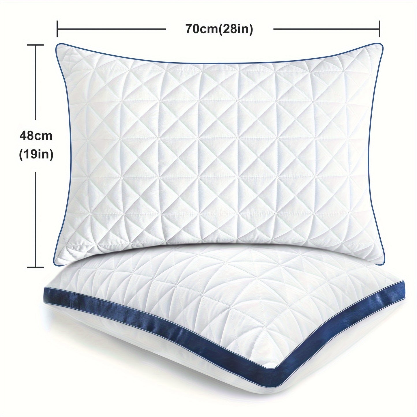 2pcs Bed Pillows, Cooling Luxury Hotel Quality With Breathable Down Alternative Filling With Gusset, Supportive For Back, Stomach, Or Side Sleepers, OEKO-TEX Certified For Bedroom Guest Room