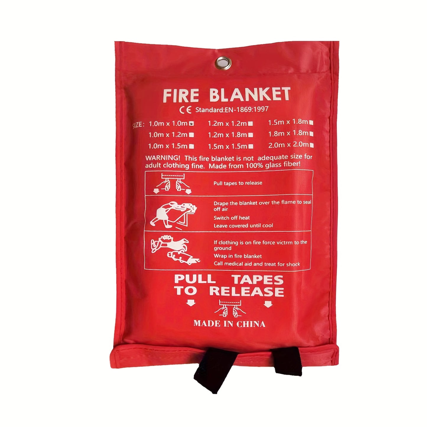40" X 40" Emergency Fire Blanket for Home & Outdoor Survival - Durable Fiberglass, Tear-Resistant, Non-High Quality, Red with Black Straps, Ideal for Camping & Kitchen Fire Suppression, Kitchen Fire Extinguisher, Tearresistan