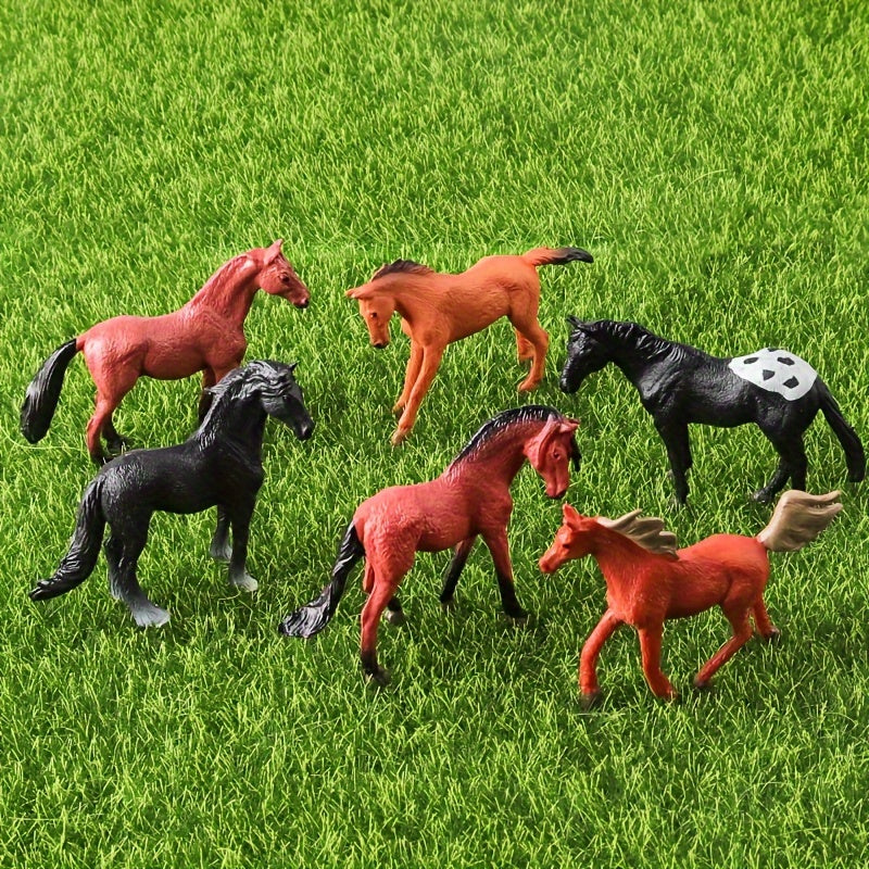Toys / 12pcs Wild Horse Figure Set - PVC Stallions, Hacking & Millennium Horses for Racetrack and Ranch Scenes, Ideal for Imagination and Display, Perfect Halloween or Christmas Gift - Available in Apricot, Orange-Red, Mixed, Gray,