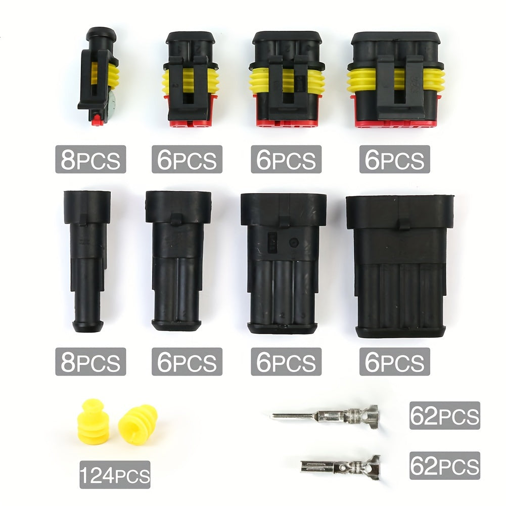 352PCS Automotive Electrical Connector Terminals Kit - Durable 1/2/3/4 Pin Wire Plugs for Car Repair and Maintenance - Easy to Install and Use - Waterproof