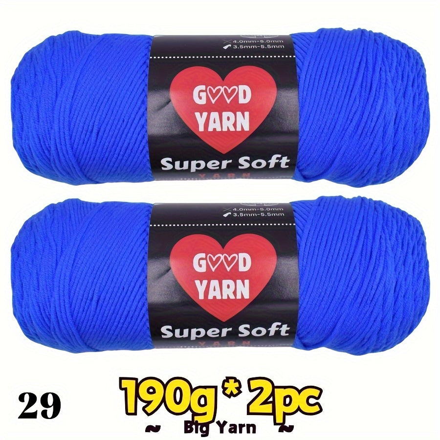 2pc*190g big 100% Acrylic yarn for knitting, crocheting, amigurumi and craft projects, #4-Worsted Yarn