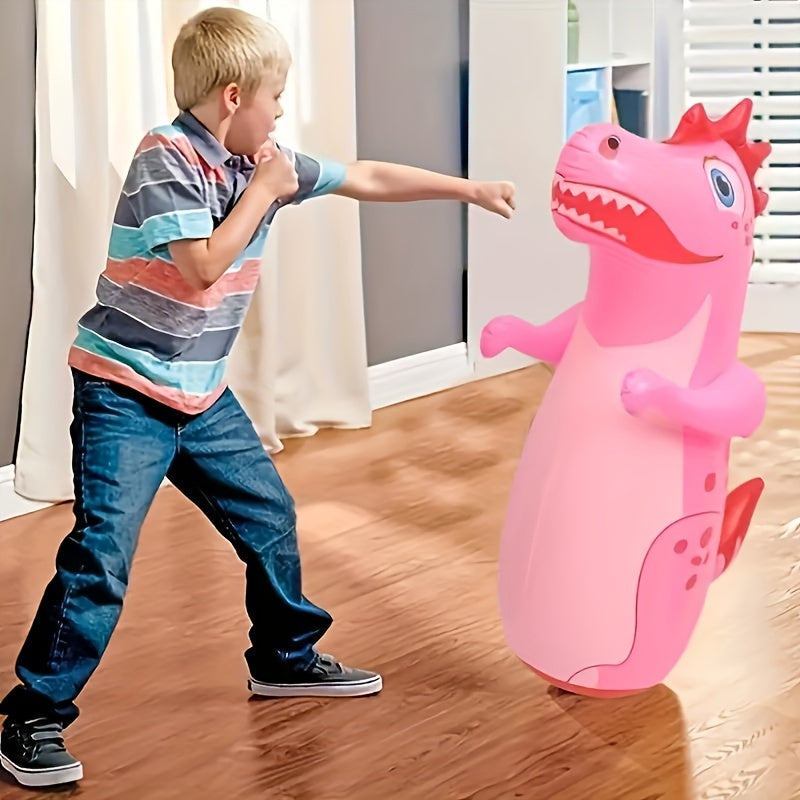 Toys / 1pc Dinosaur Inflatable Punching Bag for Youngsters Ages 3-6 - Durable PVC Outdoor Exercise Toy with Vibrant Colors (Yellow, Green, Rose Red) - Fun & Safe for Active Play, Dinosaur Toys, Playful Design, Sturdy Construction