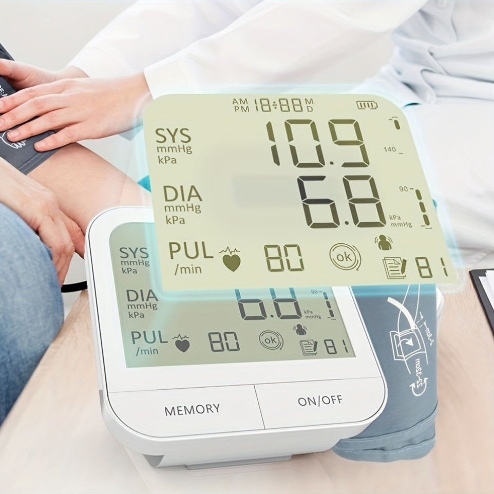 The Upper Arm Health Tracker Features a 4.33-Inch High-Definition Display, Voice Announcements, One-Button Operation, And Dual Detection of Heart Rate And Vital Signs, Making It Suitable for Daily Health Management at Home (B