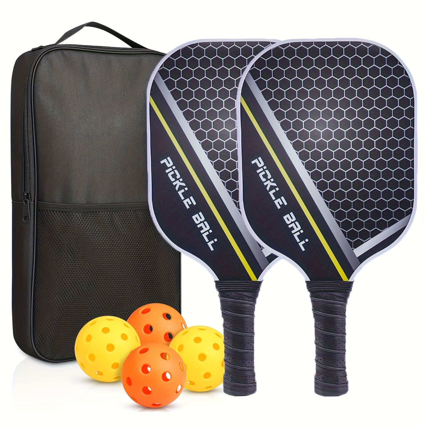 Pickleball, Premium Graphite Carbon Pickleball Paddle Set with Honeycomb Core - Durable, Lightweight & Perfect for All Skill Levels