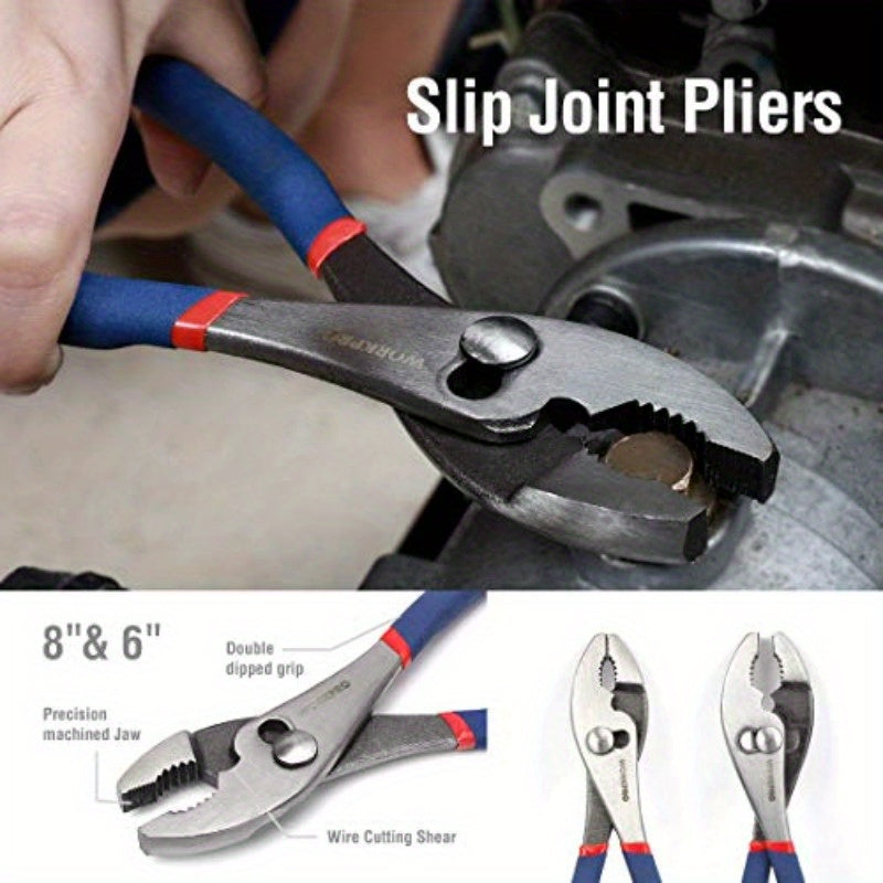 WORKPRO 7pcs Pliers Set + WORKPRO 12pcs Premium Combination Wrench Set SAE, Metal Material, Industrial Hand Tools, Power & Hand Tools, with Screwdrivers, Pliers, and Wrenches for Home Improvement and Professional Use, Home Im
