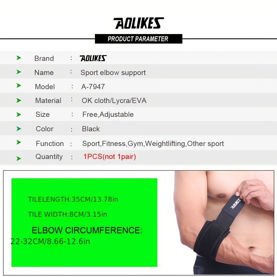 1pc Aolikes Elbow Brace for Men and Women - Tennis Elbow Support Wrap with Adjustable Compression