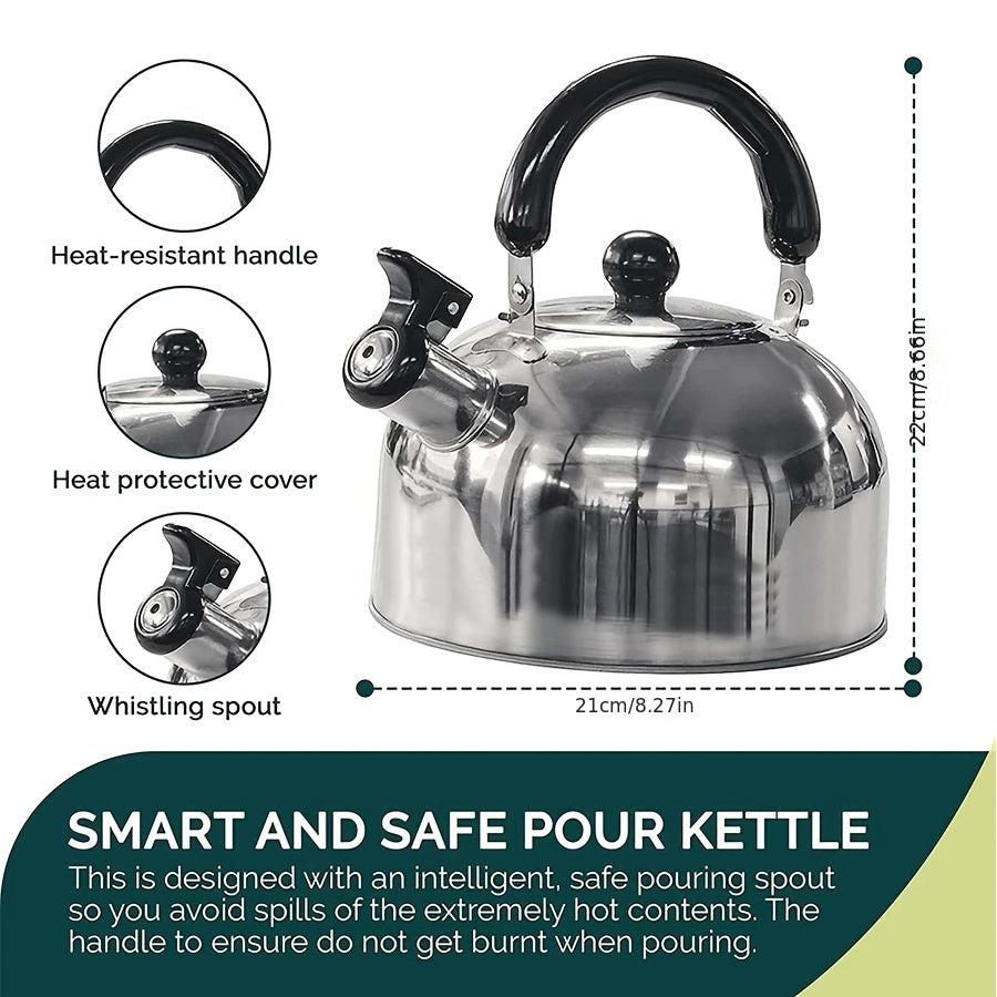 1pc Portable Stainless Steel Water Kettle with Whistling Sound and Safe Folding Handle - Perfect for Camping, Travel, and Summer Drinks