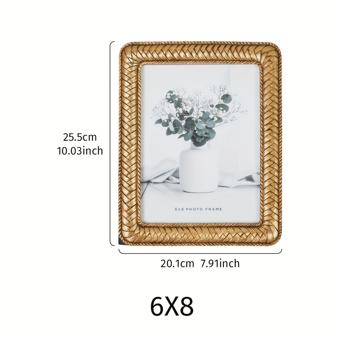 Picture Frames / 1pc Golden Woven Pattern Resin Photo Frame - Modern Creative Tabletop Decor for Bedroom, Study, or Office, Multiple Styles Available, Simple yet Elegant Design for Photo Display, Office Decor | Decorative Frame | Textured Fin