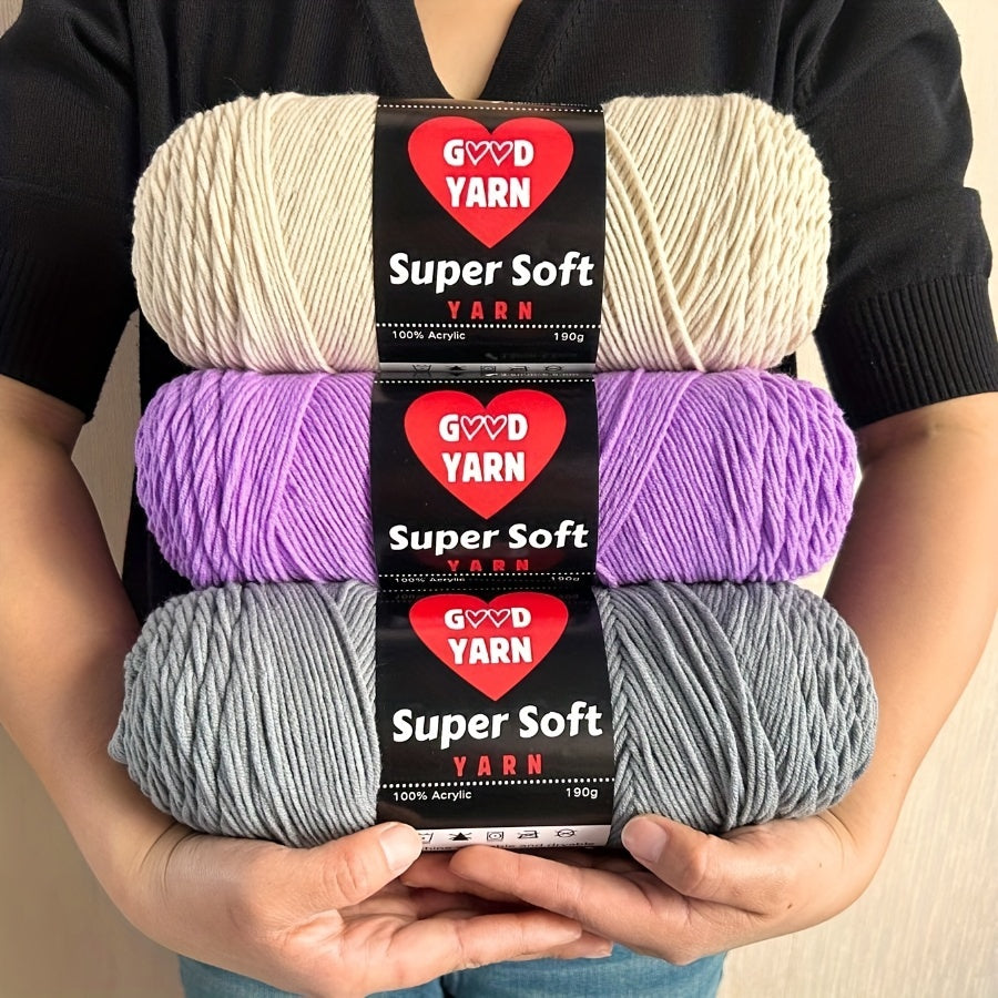2pc*190g big 100% Acrylic yarn for knitting, crocheting, amigurumi and craft projects, #4-Worsted Yarn