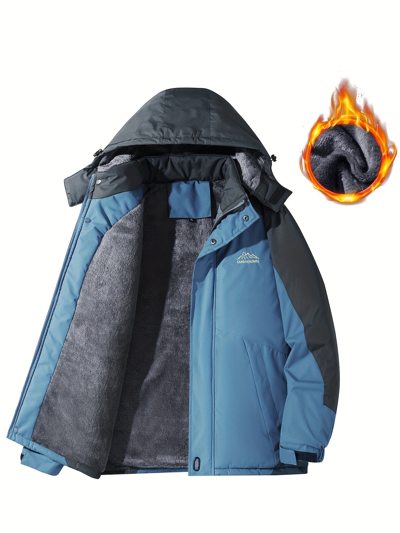 Men's Jacket / Men's Casual Color Block Thick Hooded Jacket, Windproof Single-Layer Fleece Jacket for Fall Winter Jacket Gifts