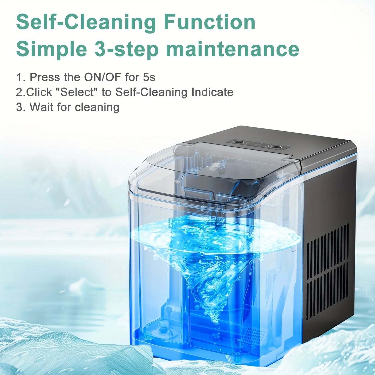 Ice Maker / Fast Bullet Ice Maker OEM Custom Branding Countertop Ice Machine 26.6lbs Daily Self Cleaning with Handle Scoop for Home Use