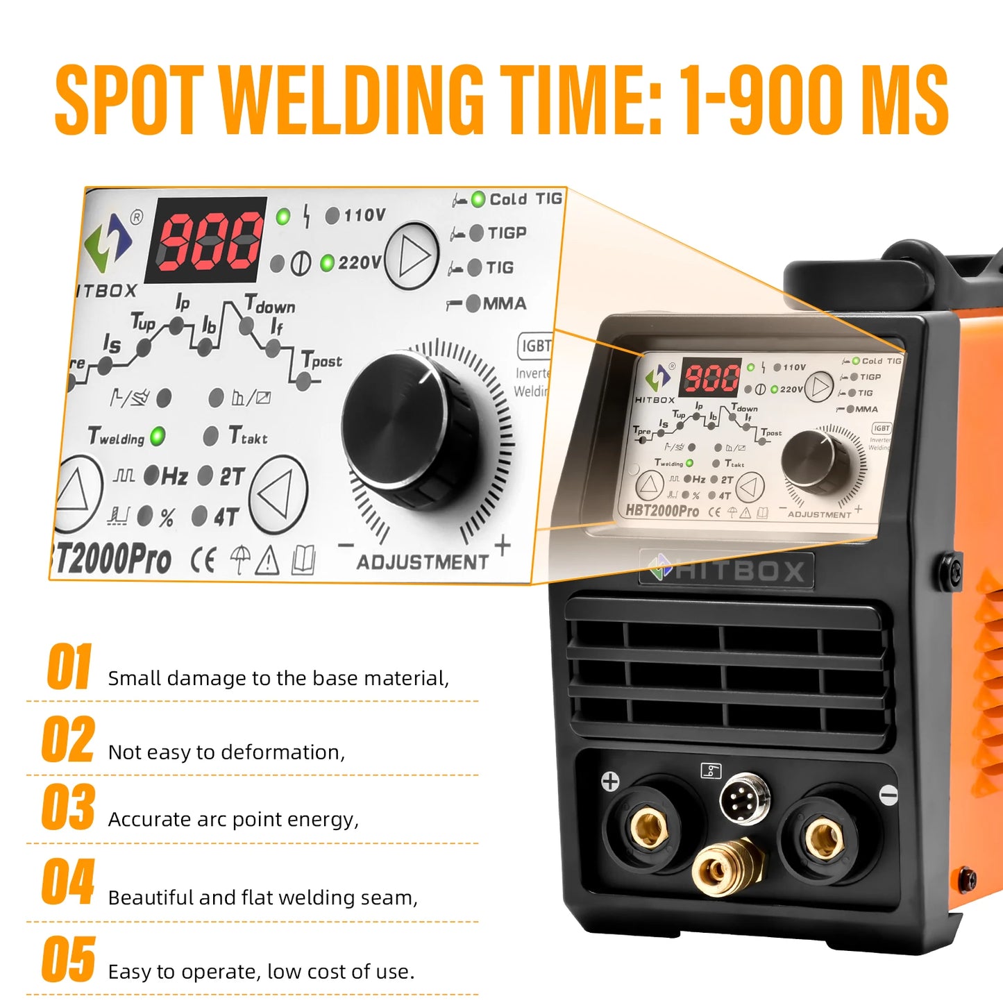 Tig Welder / HITBOX Cold Pulse Tig Welding Machine 110V/220V HF TIG Spot TIG ARC Stick Welder 12 25 INVERTER Carbon Steel, Stainless Steel