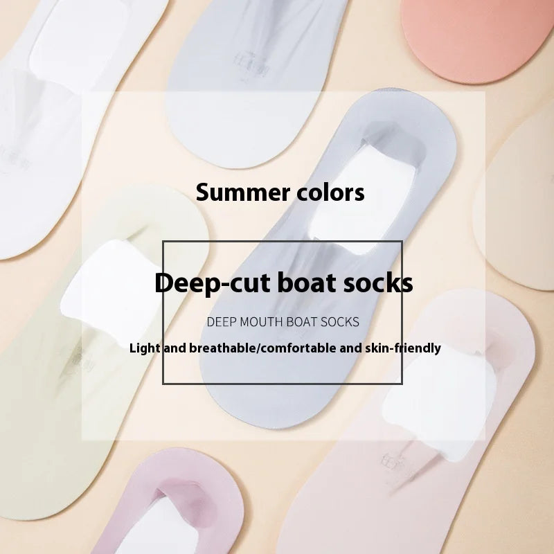 FCJ Women's Summer Thin Breathable Traceless Invisible Socks