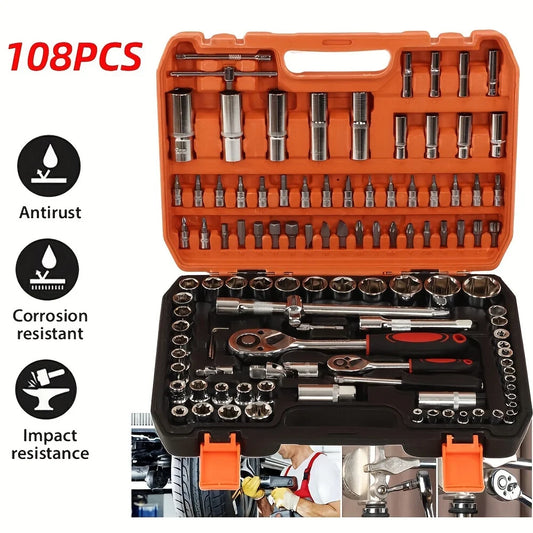 108pcs Automotive Car Repair Kit Seal Driver Installer Remover Hand Tool Wheel Mechanical Socket Wrench OEM Drilling Machines