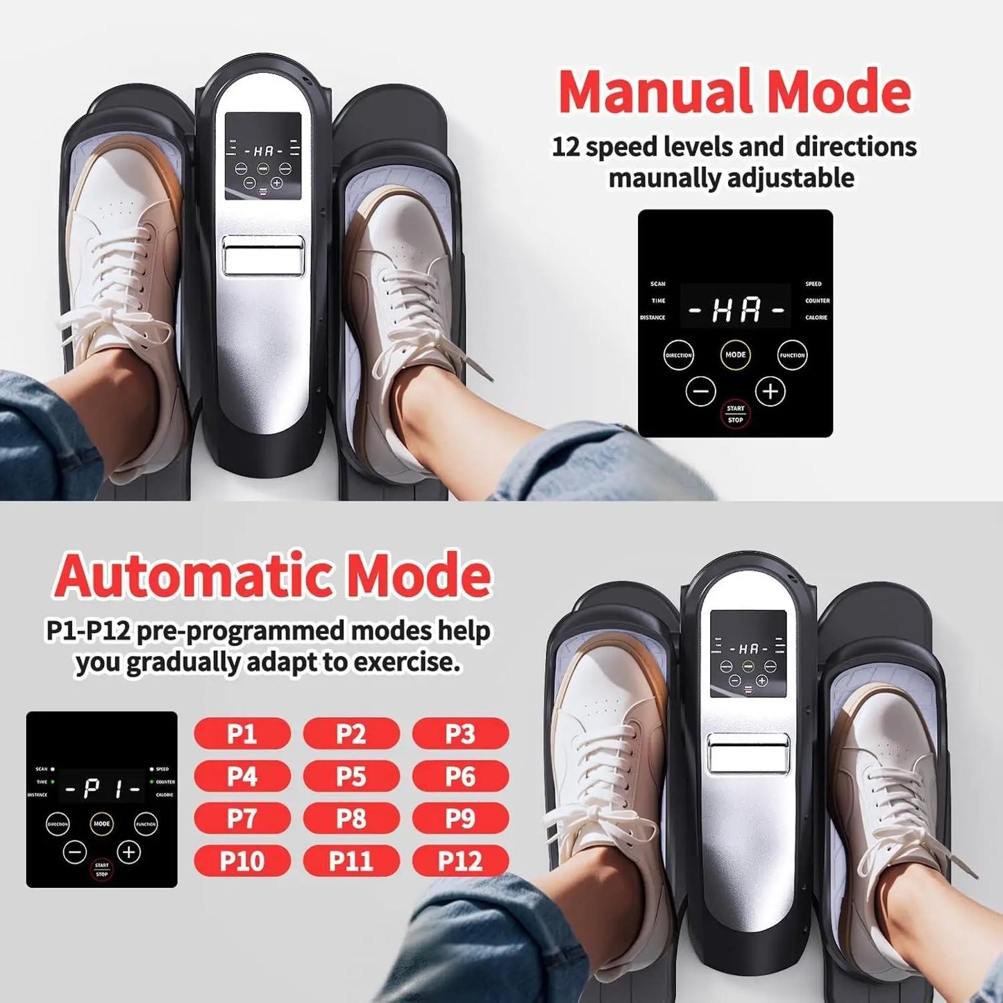 Under Desk Elliptical Machine Seated Ellipse Leg Exerciser for Seniors Quiet & Portable Electric Elliptical Trainer for Home Ell