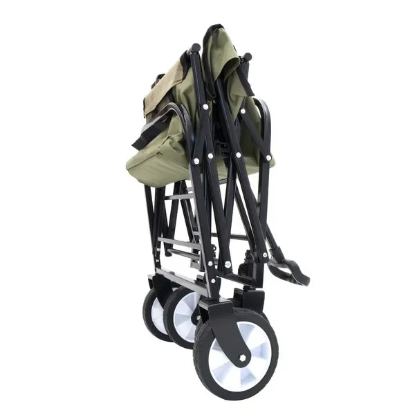 All-Terrain Green FCJ Folding Wagon Cart Collapsible Utility Grocery Shopping Cart for Camping Gardening Fishing Supports 225lbs